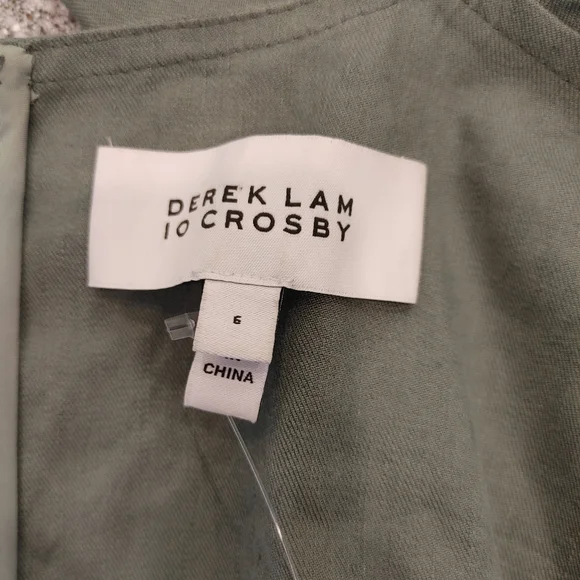 DEREK LAM 10 CROSBY Sleeveless Lace Up Romper in Army 6 - Picture 9 of 11